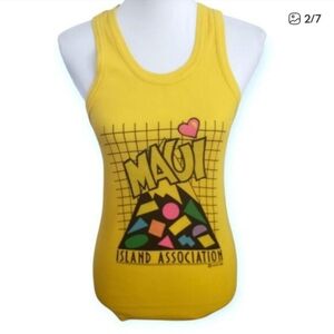 Exclusive Yellow Maui Island Association Racerback Tank Top Sz.L EUC.